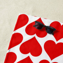 Rode hartenpatroon, romantisch, liefde strandlaken