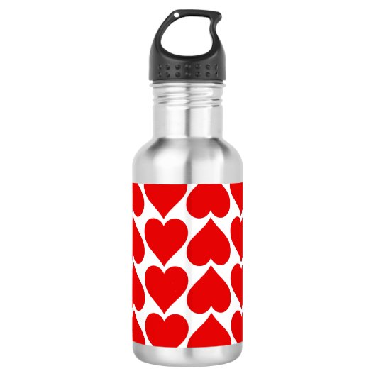 Rode hartenpatroon, romantisch, liefde waterfles (Voorkant)