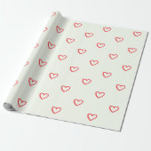 Rode hartenpatroon, schattig, liefde cadeaupapier (Uitgerold)