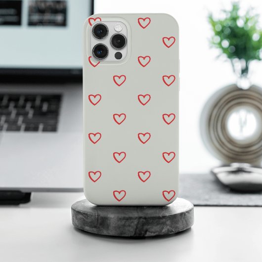 Rode hartenpatroon, Schattig, Liefde iPhone Hoesje
