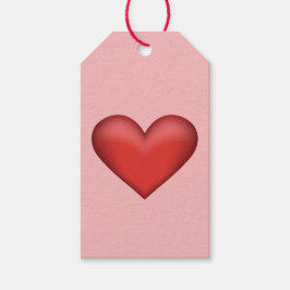 Rode hartillustratie op roze achtergrond cadeaulabel