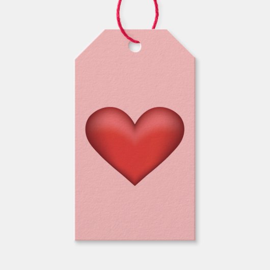Rode hartillustratie op roze achtergrond cadeaulabel (Voorkant)