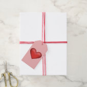 Rode hartillustratie op roze achtergrond cadeaulabel (Met Touw)