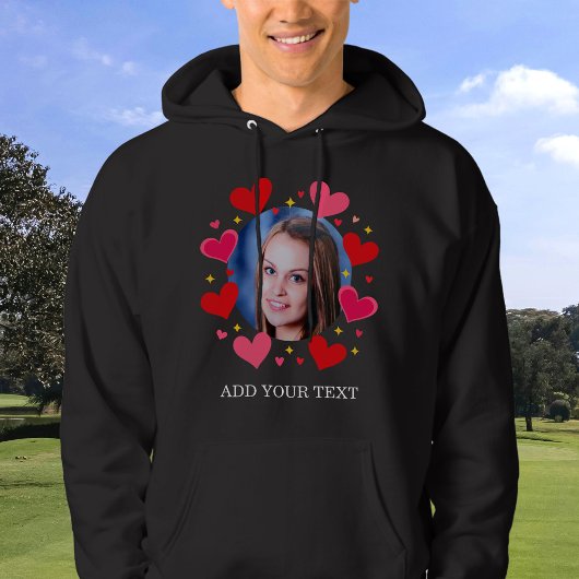Rode Hartjes Aangepaste Foto Tekst Persoonlijk Ges Hoodie