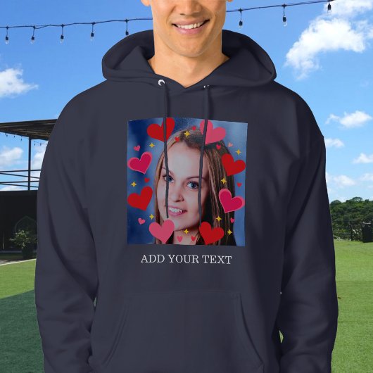 Rode Hartjes Aangepaste Foto Tekst Persoonlijk Hoodie