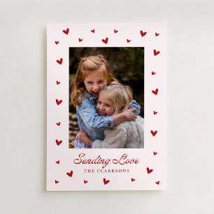 Rode Hartjes Eén Foto Valentijnskaart Kaart