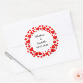 Rode Hartjes Frame Voor Valentijnsdag Ronde Sticker (Envelop)