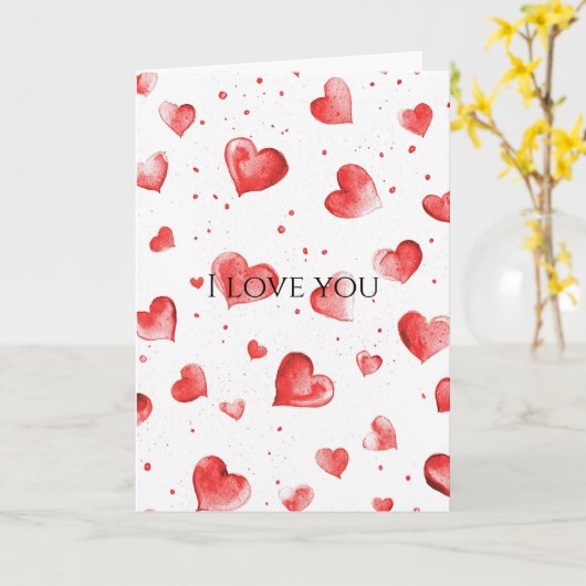 Rode Hartjes Liefde Kaart (Gele Bloem)