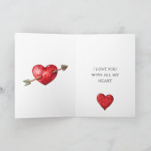 Rode Hartjes Liefde Vogels Kaart (Binnen)