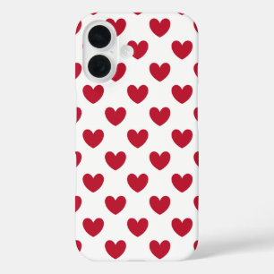 Rode hartjes met stippen op witte Case-Mate iPhone 16 Hoesje