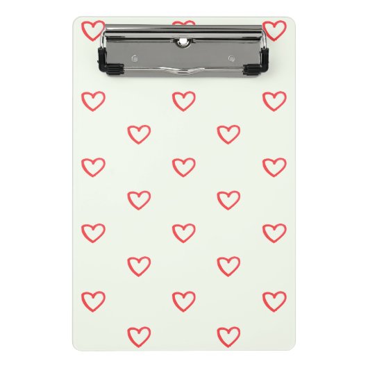 Rode Hartjes Patroon, Schattig, Liefde Mini Klembord (Voorkant)
