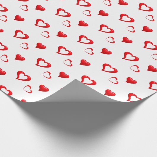 Rode Hartjes Patroon | Valentijn Liefde Cadeaupapier (Hoek)