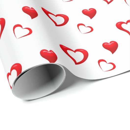 Rode Hartjes Patroon | Valentijn Liefde Cadeaupapier (Rol Hoek)