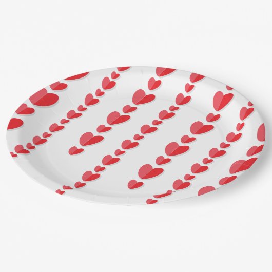Rode Hartjes Schattig Valentijnsdag  Papieren Bordje (Gekanteld)