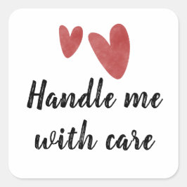 Rode Hartjes Sticker - Behandel Met Zorg, Breekbaa