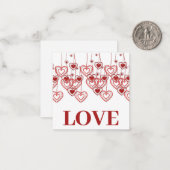 Rode Hartjes Valentijnsdag Plat Notitiekaart Notitiekaartje (Voorkant / Achterkant in situ)