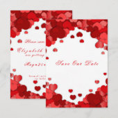 Rode Hartjes Valentijnsdag Trouwdag Save The Date (Voorkant / Achterkant)