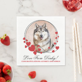 Rode Hartjes Valentijnshuwelijk Hond Foto Servet