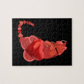 Rode hartkatten geometrische zwarte puzzel (Horizontaal)