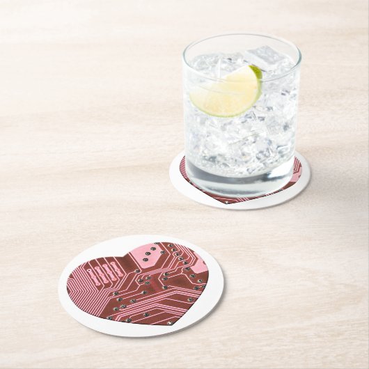 Rode hartkringloop, Valentijns Ronde Kartonnen Onderzetter (Insitu)