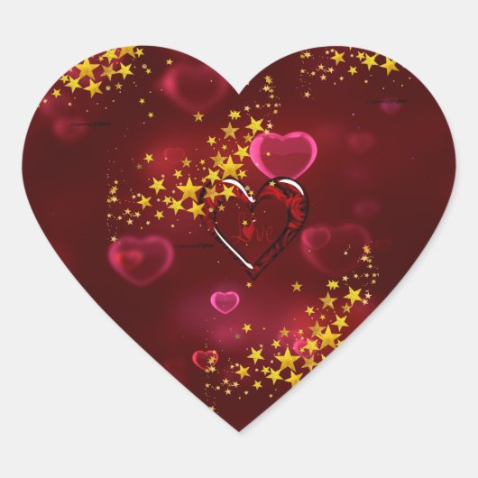 Rode hartliefde hart sticker (Voorkant)