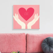 Rode hartliefde valentijnen knipperen roze meisje canvas afdruk (Insitu (Woonkamer))