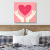 Rode hartliefde valentijnen knipperen roze meisje canvas afdruk (Insitu (Slaapkamer))