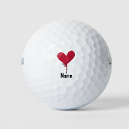 Rode hartliefdesballon voor golfer op Valentijnse Golfballen