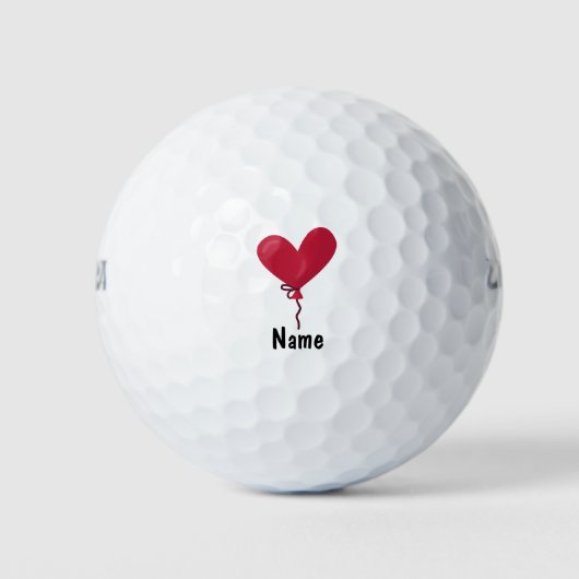 Rode hartliefdesballon voor golfer op Valentijnse Golfballen (Voorkant)