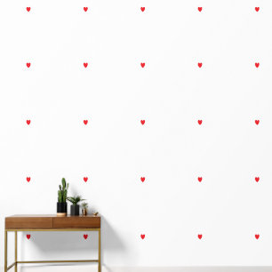 Rode hartpatronen Solid White Elegant Mooi Schatti Behang