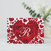Rode Hartrozen Huwelijks RSVP