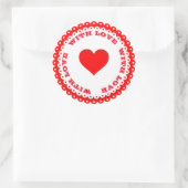 Rode hartslag met aangepaste liefdestekst ronde sticker (Tas)