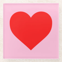 Rode hartslag pastel roze glazen onderzetter