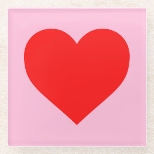 Rode hartslag pastel roze glazen onderzetter