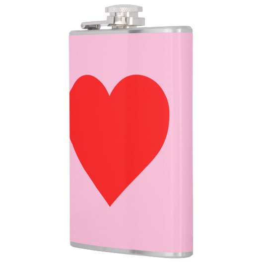 Rode hartslag pastel roze heupfles (Links)