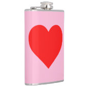 Rode hartslag pastel roze heupfles (Rechts)