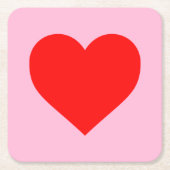 Rode hartslag pastel roze kartonnen onderzetters (Voorkant)