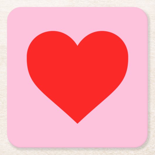 Rode hartslag pastel roze kartonnen onderzetters (Voorkant)