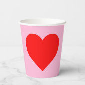 Rode hartslag pastel roze papieren bekers (Achterkant)