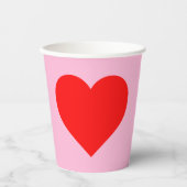 Rode hartslag pastel roze papieren bekers (Voorkant)
