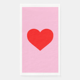 Rode hartslag pastel roze servet
