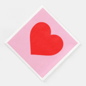 Rode hartslag pastel roze servet (Hoek)