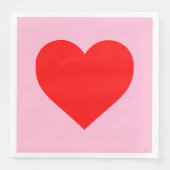 Rode hartslag pastel roze servet (Voorkant)