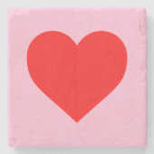 Rode hartslag pastel roze stenen onderzetter (Voorkant)