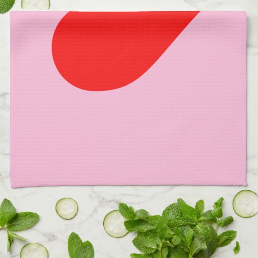 Rode Hartslag Pastel Roze Theedoek (Gevouwen)