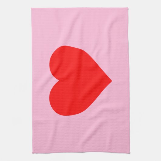 Rode Hartslag Pastel Roze Theedoek (Verticaal)