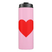 Rode hartslag pastel roze thermosbeker (Voorkant)