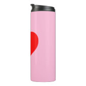 Rode hartslag pastel roze thermosbeker (Geroteerd rechts)