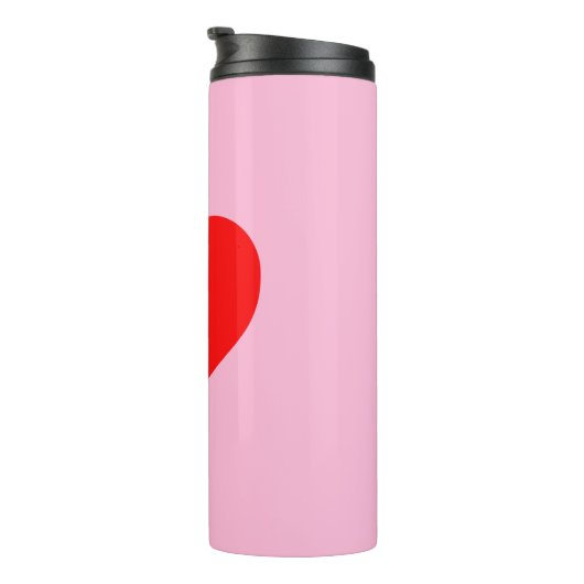 Rode hartslag pastel roze thermosbeker (Geroteerd rechts)