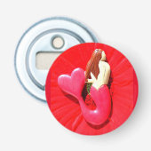 rode hartstaartzeemeermin button flesopener (Voorkant)